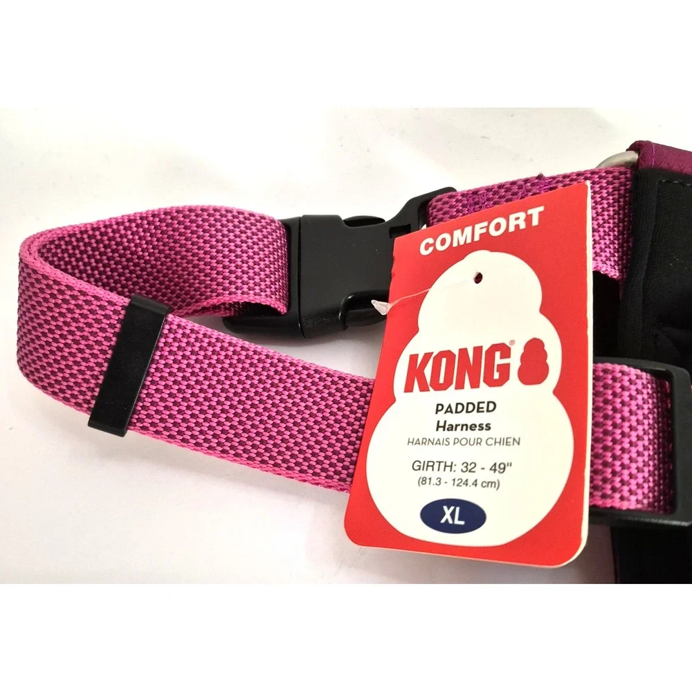 Kong Dog Padded Harness 20 Traffic Maroon Size XL Girth 32-49 In. NWT